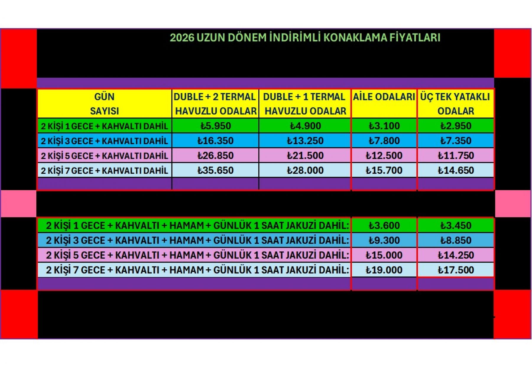 Uzun Dönem Konaklamalarda %5 - %15 Arası İndirim